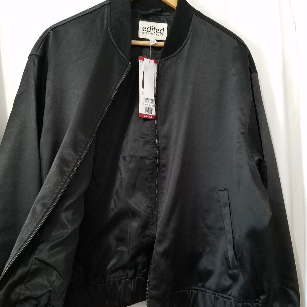 Edited by Remi Bader - Women's Satin-Style Bomber Jacket - Size XL - Black -NEW! - Picture 11 of 11